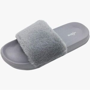 Sole Mates Grey Fluffy Slides